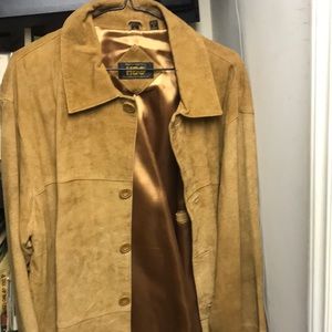 HBO Carnivale Rare Crew Jacket Suede Brown with shimmering copper lining!